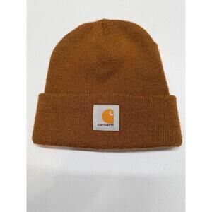 Carhartt Hat Beanie Knit Cuffed Patch One Size Brown Winter Warm Mens Work